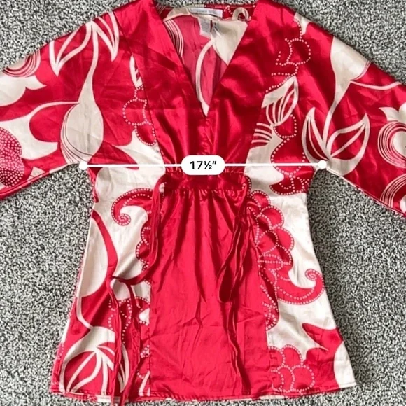 Vintage Y2K Charlotte Russe Silk Babydoll Top – 90s, 2000s, Kimono, Japanese - Picture 11 of 12